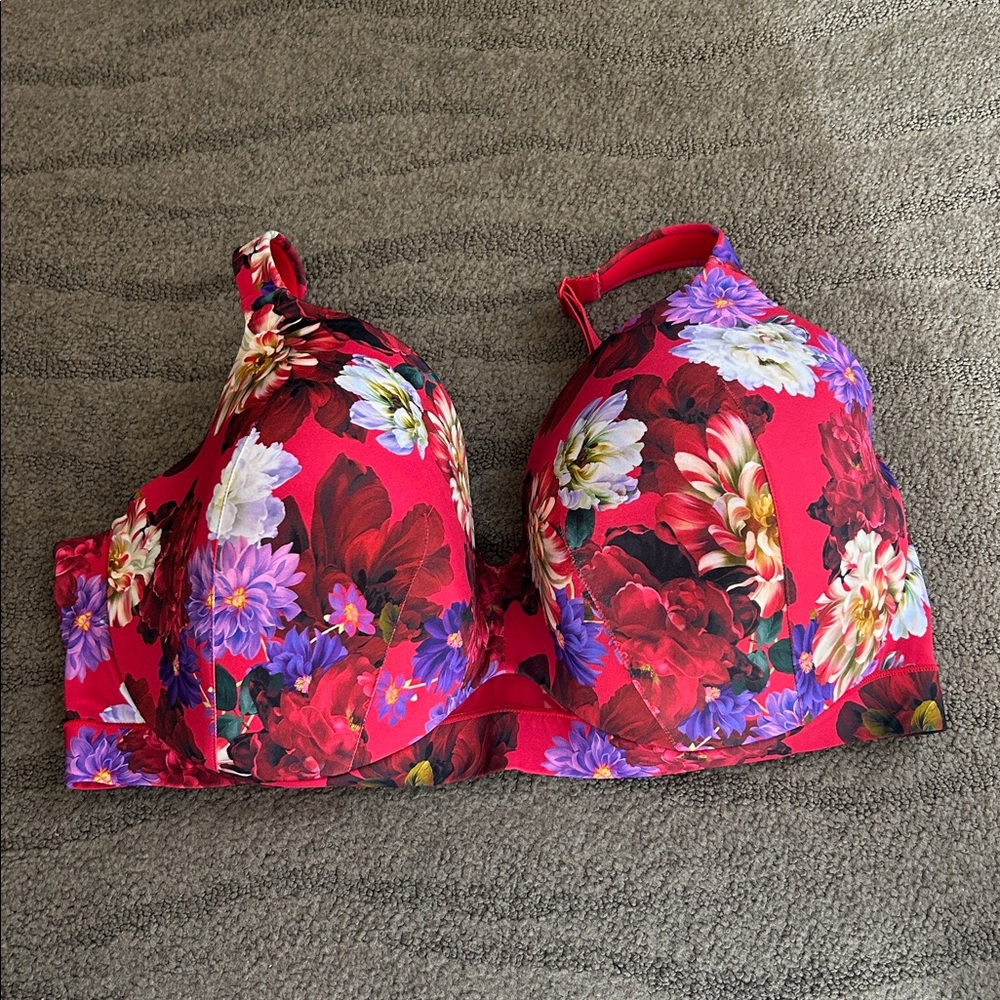 Cacique Lightly Lined Full Coverage Bra Floral Size 42F